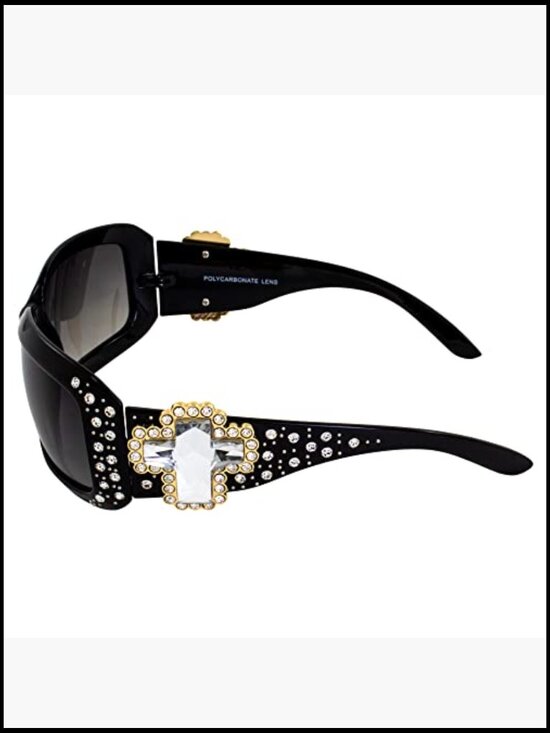 3 Pairs Fashion Riding Sunglasses Oversized Frame Rhinestone Embellished Metal main image 5
